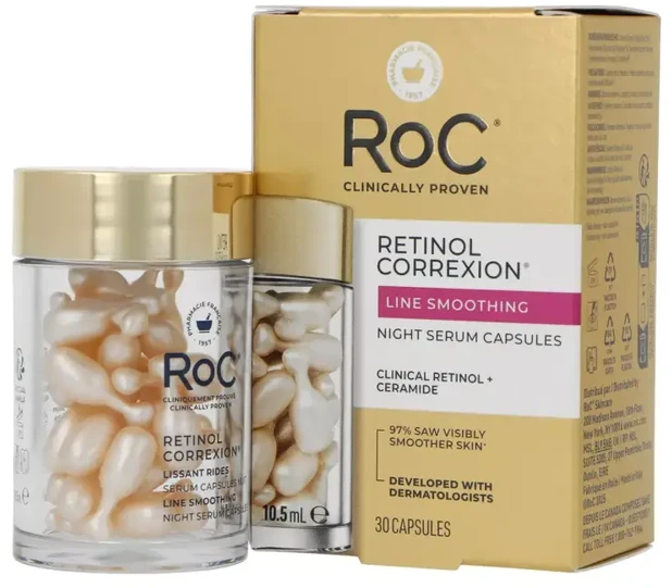 RoC Retinol Correxion linijas lyginančios naktinės serumo kapsulės, 30 vnt.