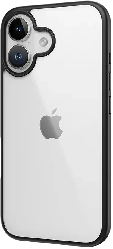 „Rock Guard“ serijos dėklas, skirtas „iPhone 16 Plus“, skaidrus-juodas