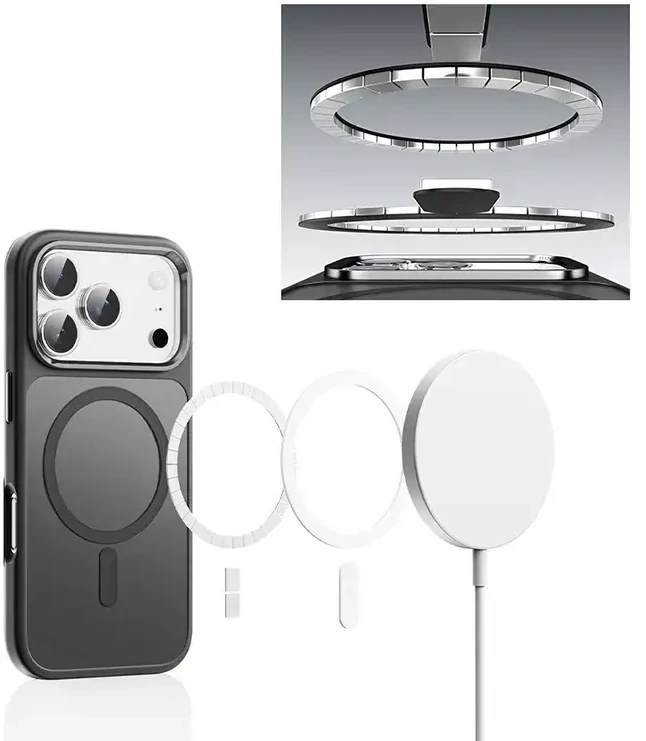 Rock Guard Touch Matte Series Magnetic dėklas skirtas Apple iPhone 17 Pro juodos spalvos (metal lens frame)