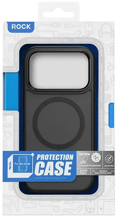 Rock Guard Touch Matte Series Magnetic dėklas skirtas Apple iPhone 17 Pro juodos spalvos (metal lens frame)