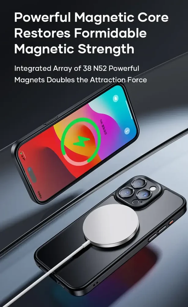Rock Guard Touch Matte Series Magnetic dėklas skirtas Apple iPhone 15 Plus juodos spalvos