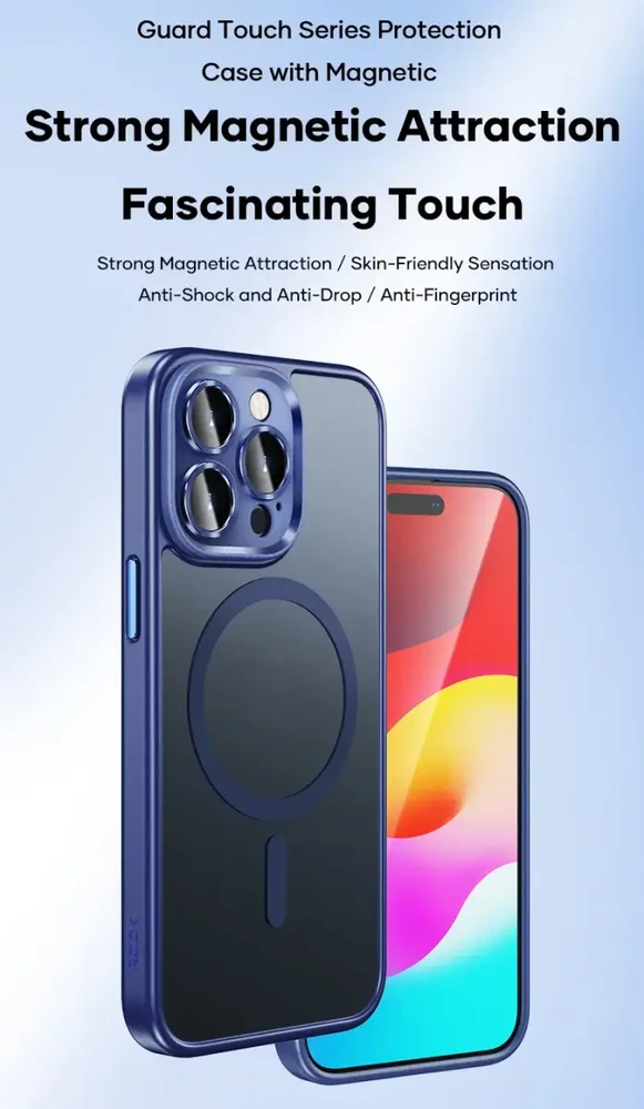 Rock Guard Touch Matte Series Magnetic dėklas skirtas Apple iPhone 15 Plus juodos spalvos