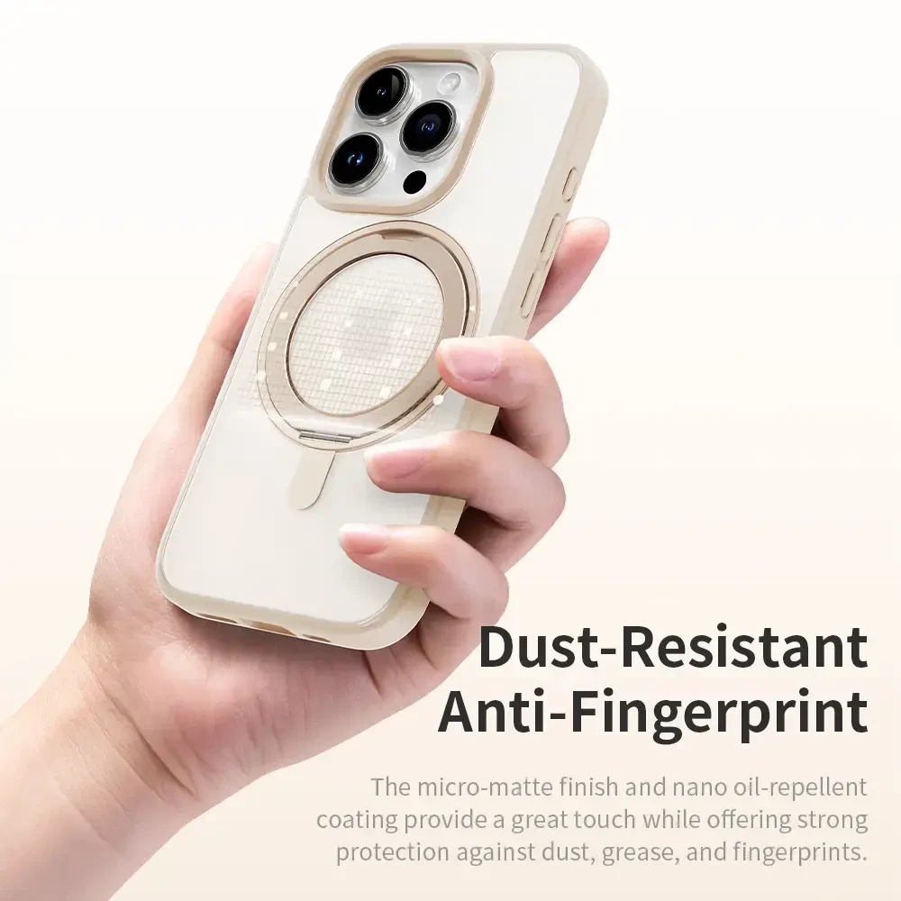 Dėklas „Rock Rotating Stand Soft Touch“ serijos magnetinis „Apple iPhone 16 Pro Max“ aukso spalvos