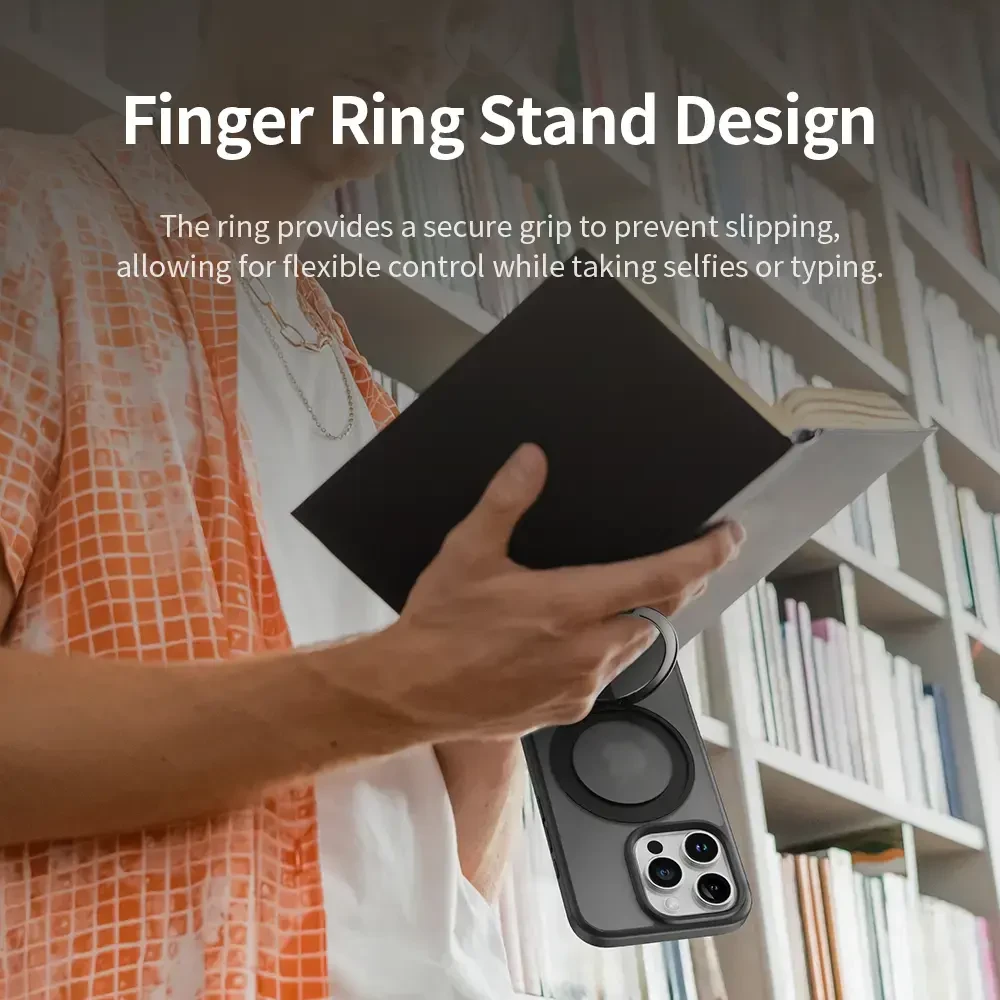 Dėklas „Rock Rotating Stand Soft Touch“ serijos magnetinis „Apple iPhone 16 Pro Max“ aukso spalvos
