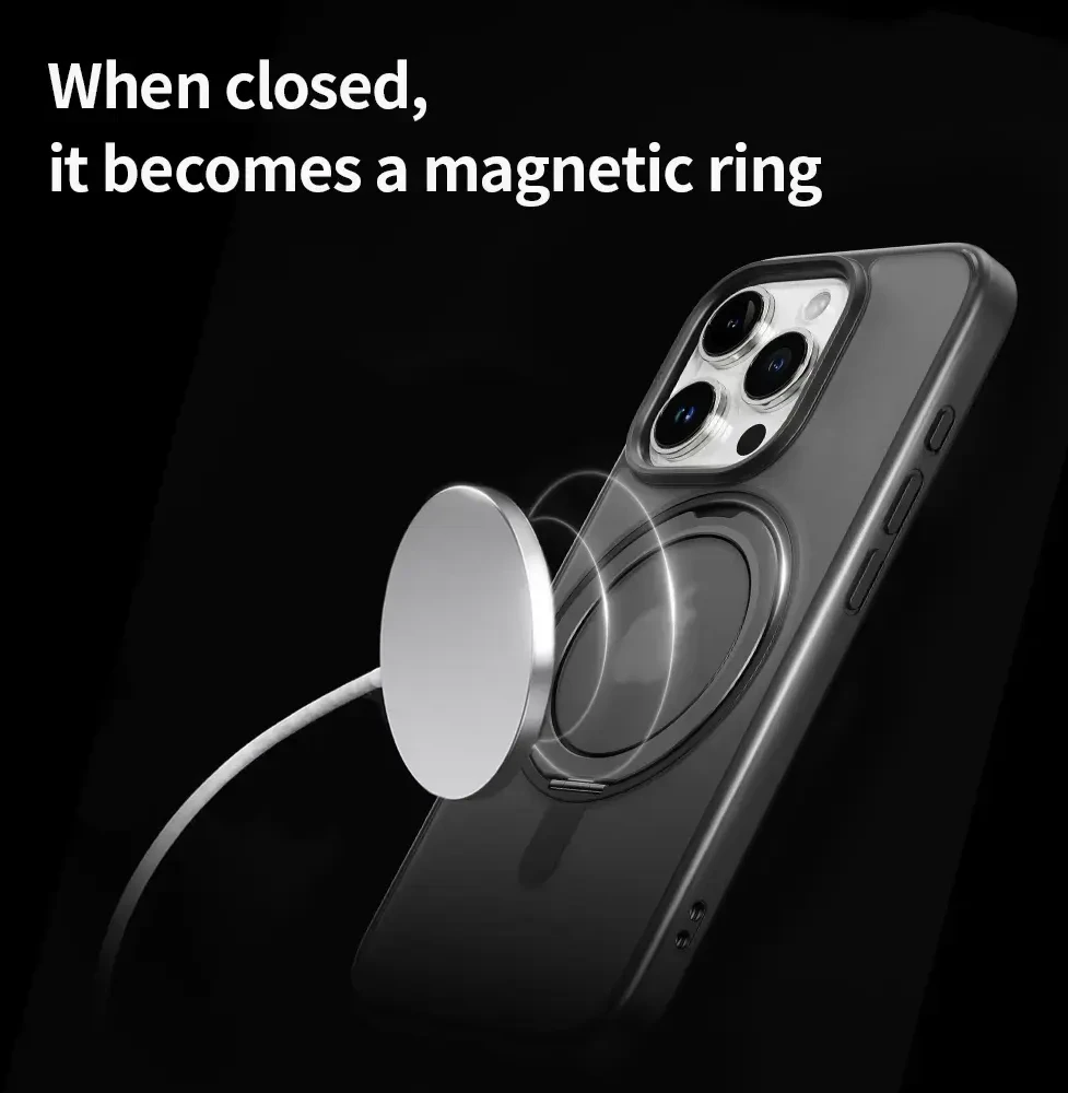 Dėklas „Rock Rotating Stand Soft Touch“ serijos magnetinis „Apple iPhone 16 Pro Max“ aukso spalvos