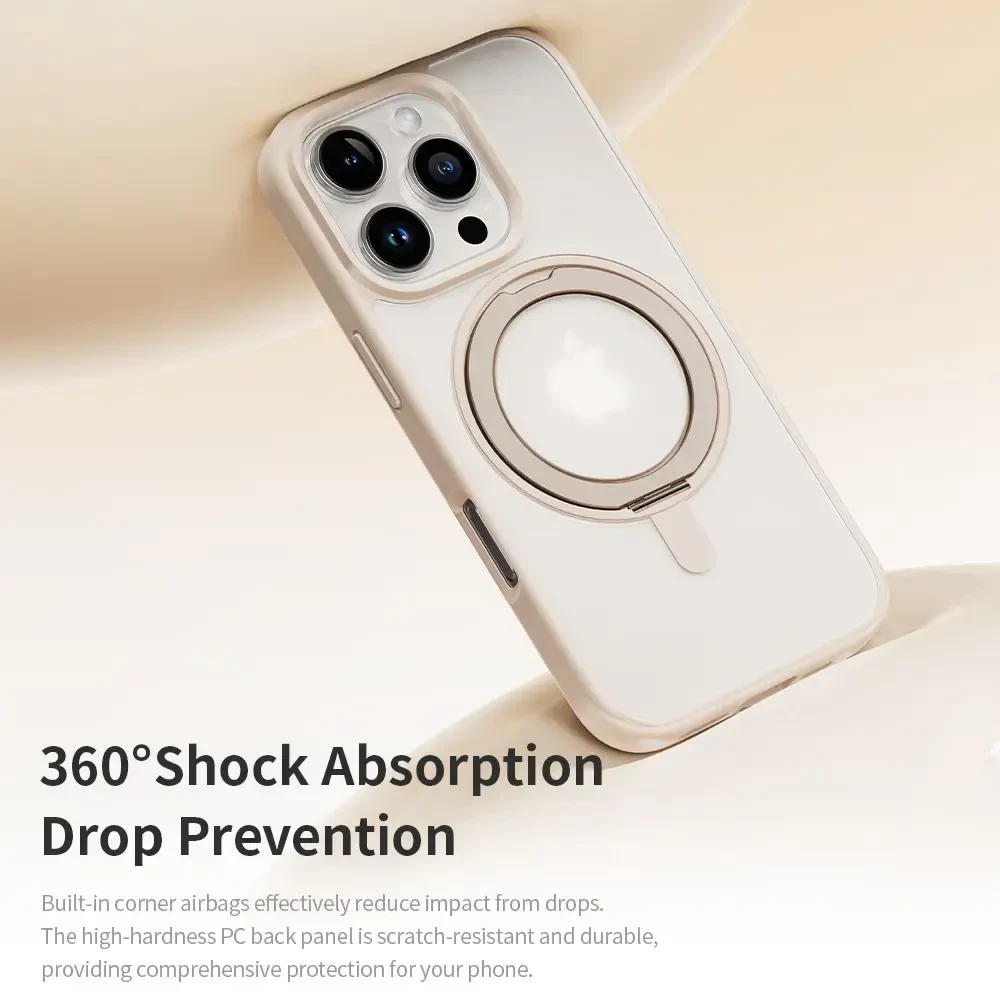Dėklas „Rock Rotating Stand Soft Touch“ serijos magnetinis „Apple iPhone 16 Pro Max“ aukso spalvos