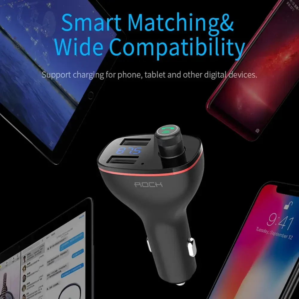 Rock Transmiter FM B300 MP3, Bluetooth - 2xUSB - juodos spalvos