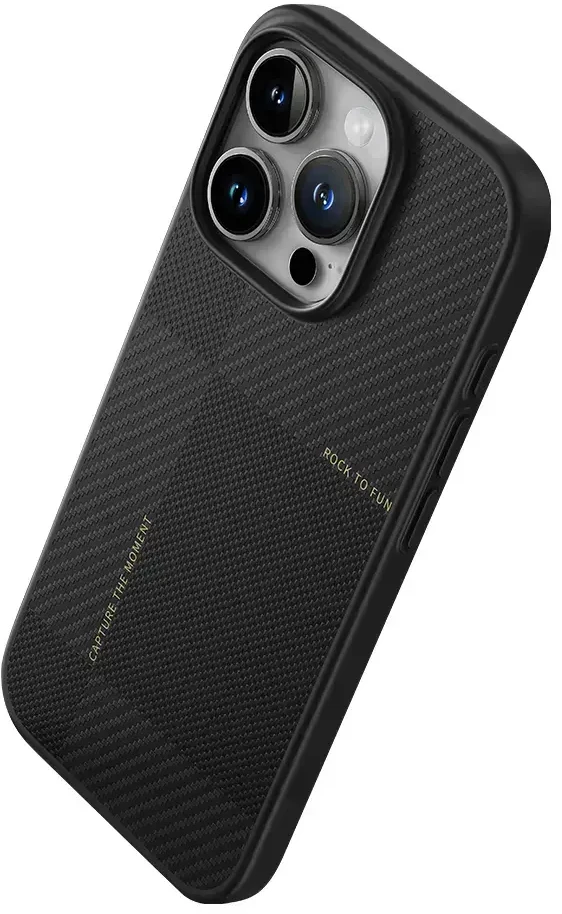 Rock Ultra Thin Aramid Fiber Kevlar 600D dėklas skirtas Apple iPhone 16 Pro juodos spalvos