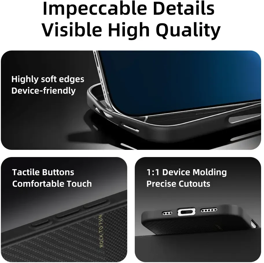 Rock Ultra Thin Aramid Fiber Kevlar 600D dėklas skirtas Apple iPhone 16 Pro juodos spalvos