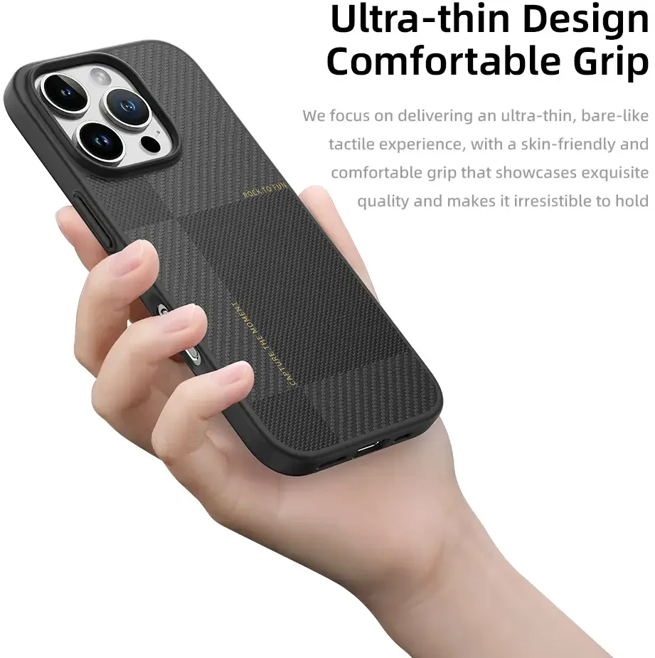 Rock Ultra Thin Aramid Fiber Kevlar 600D dėklas skirtas Apple iPhone 16 Pro juodos spalvos