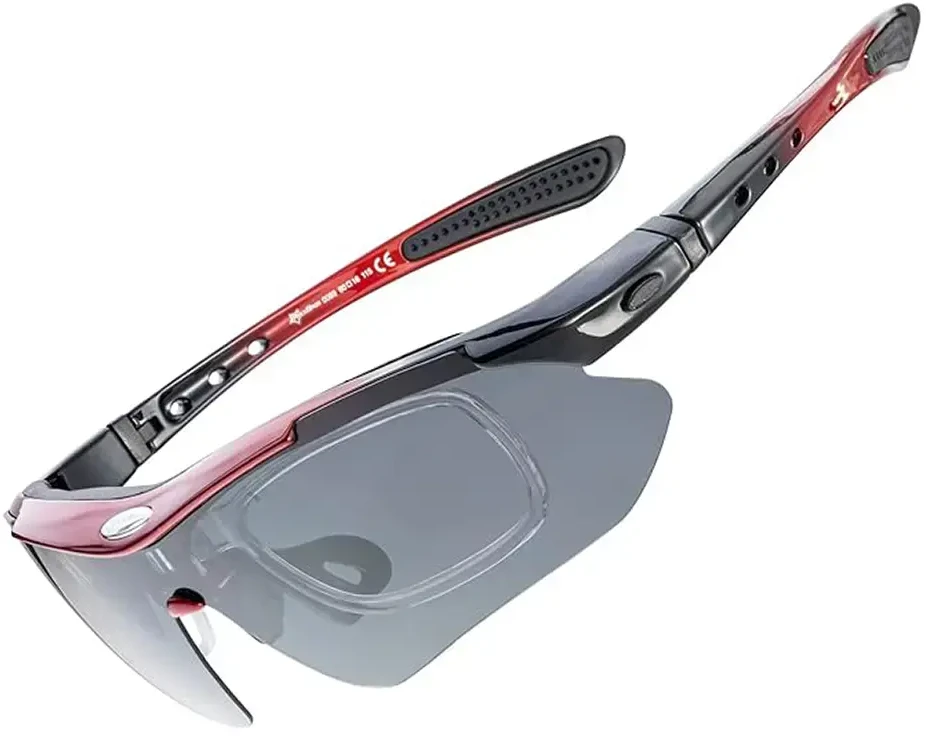 Rockbros 10141 photochromic UV400 dviratininko akiniai – raudonos spalvos