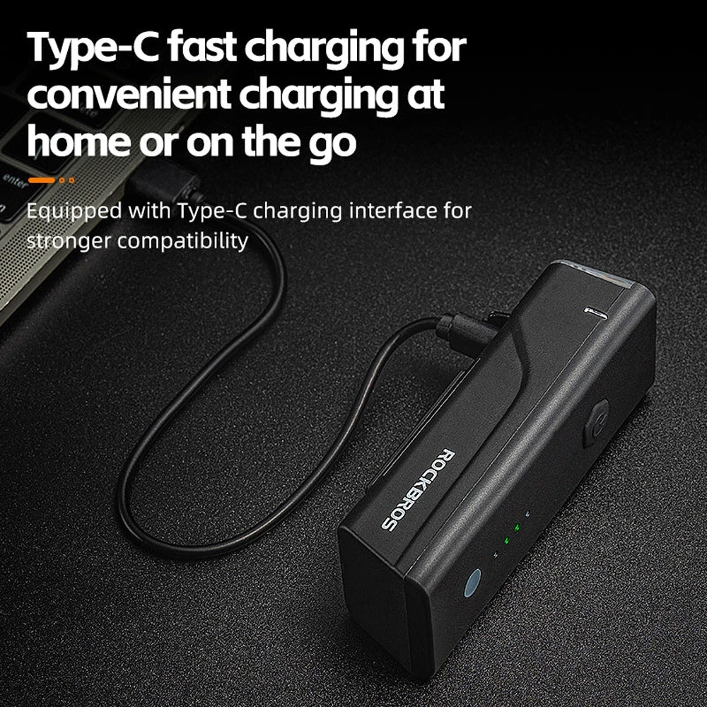 Rockbros 24510003001 priekinis dviračio žibintas 260 lm + USB-C - USB-A laidas - juodas