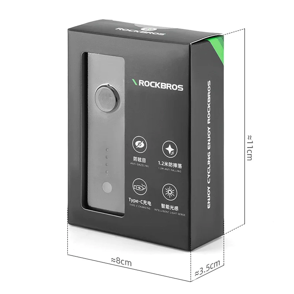 Rockbros 24510003001 priekinis dviračio žibintas 260 lm + USB-C - USB-A laidas - juodas