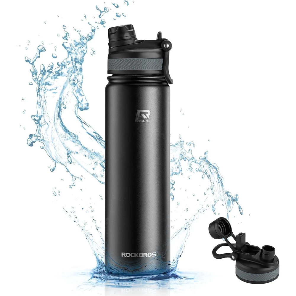 „Rockbros 35210029002“ dviračio termo butelis gėrimams, 620 ml - juodos spalvos