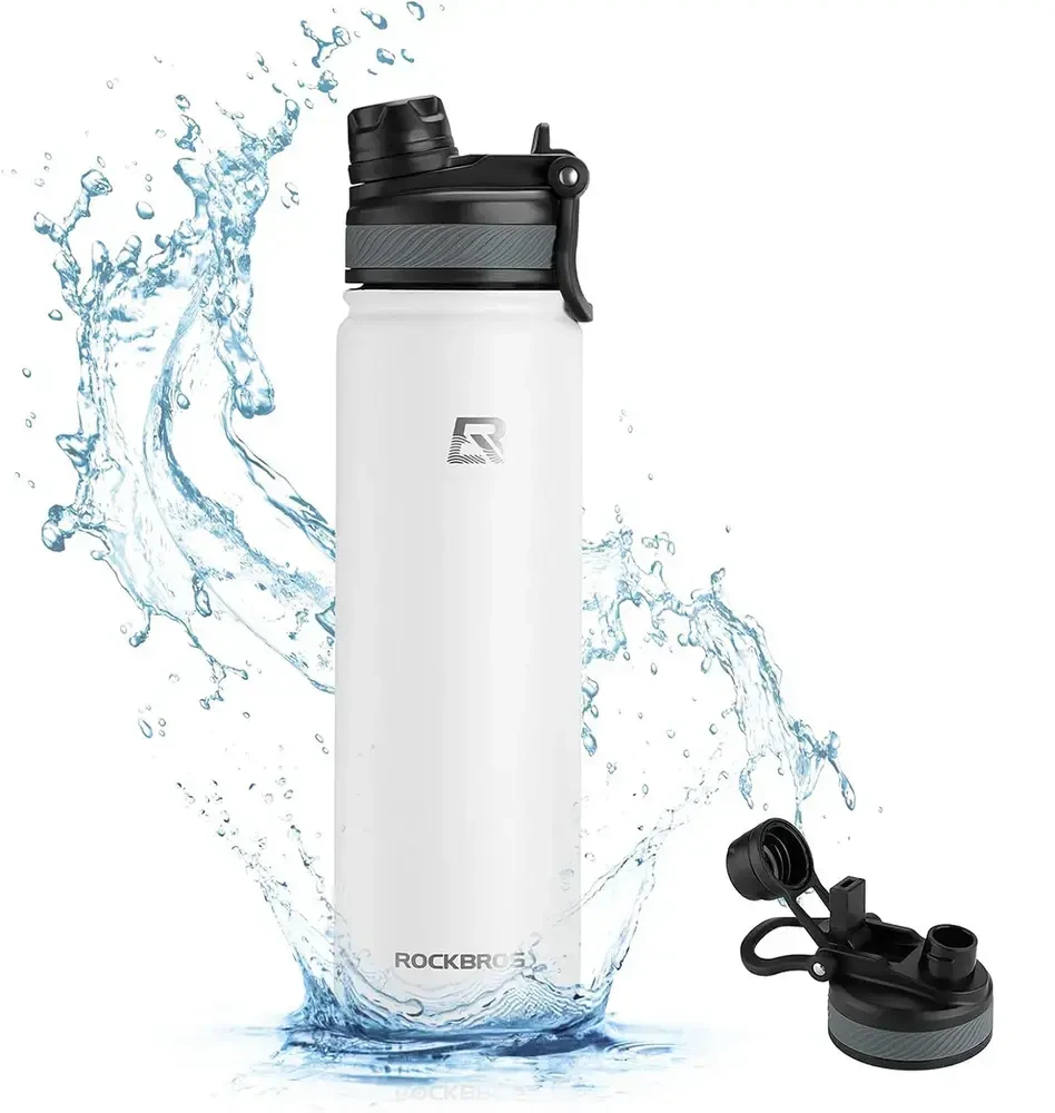 Rockbros 35210029006 terminis dviračio butelis gėrimams 650 ml – baltas
