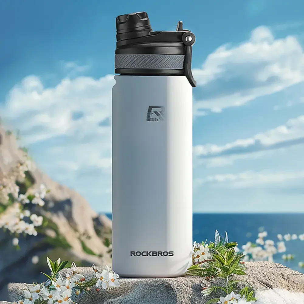 Rockbros 35210029006 terminis dviračio butelis gėrimams 650 ml – baltas