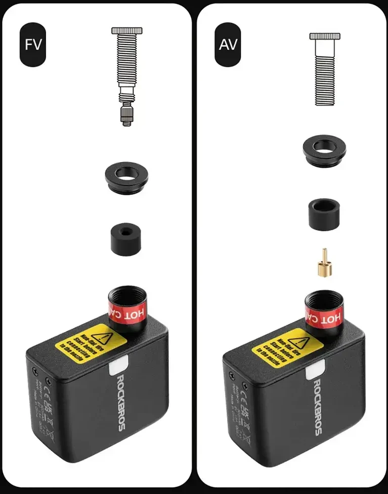 Rockbros 42320008001 mini elektrinis dviračio siurblys Schrader / Presta vožtuvams 100PSI - juodas