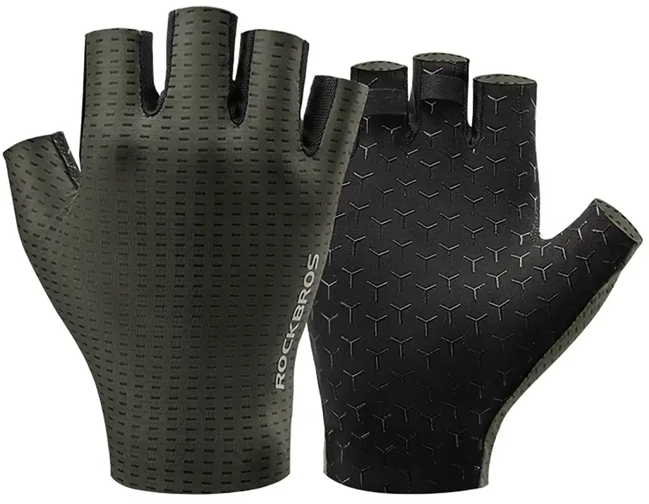 Rockbros Breathable Short Finger Cycling pirštinės, dydis: S – žalios spalvos
