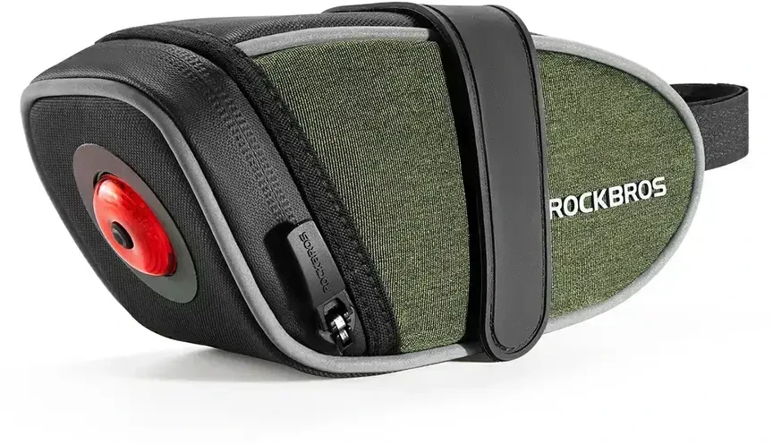 Rockbros C52-2 lightweight saddle bag with 250 mAh lighting - žalias
