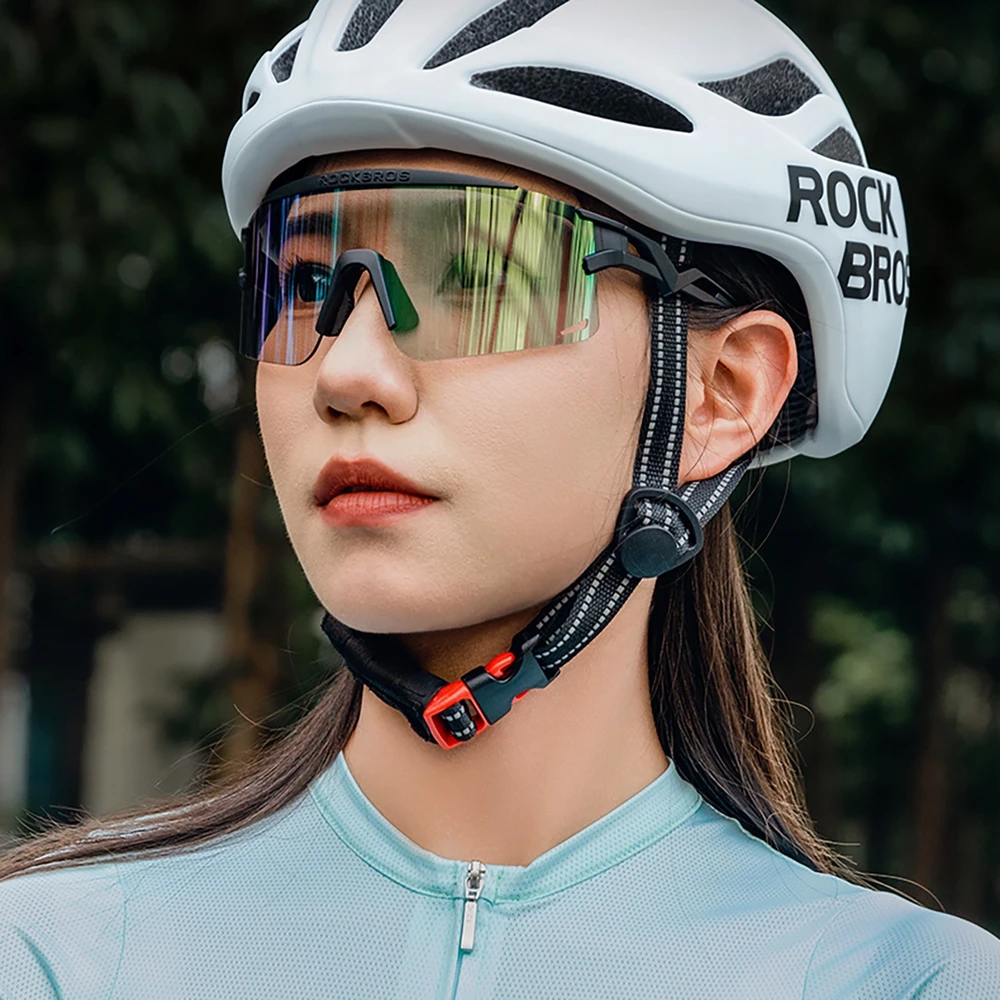 Rockbros dviratininko akiniai, fotochrominiai, su UV apsauga ir korekciniu įdėklu, skaidrūs – violetinė