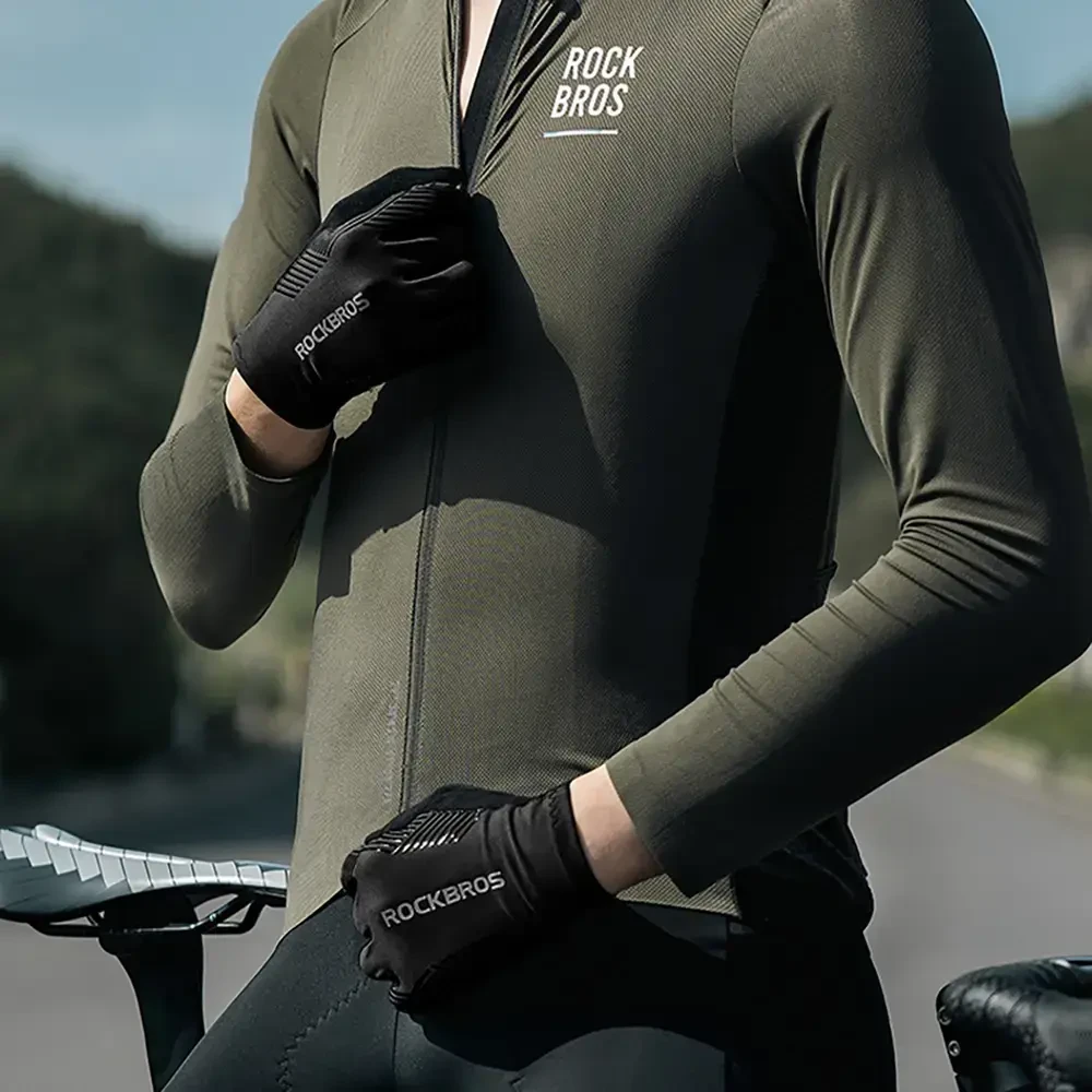 Rockbros cycling pirštinės spring/summer/autumn, full, size: L - juodas