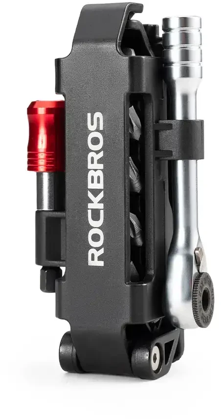 Rockbros Daugiafunkcis dviračių įrankių rinkinys su reketiniu veržliarakčiu ir padangų montavimo įrankiais – juodas