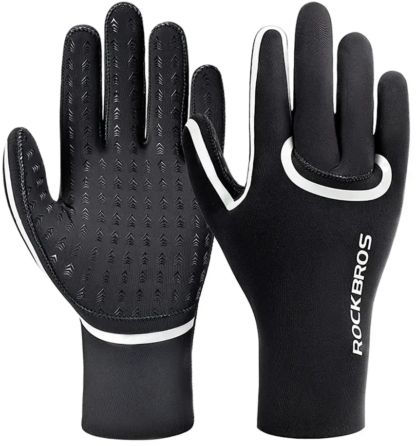 Rockbros Full Atsparus vandeniui Cycling pirštinės, dydis: L/XL – juodos spalvos