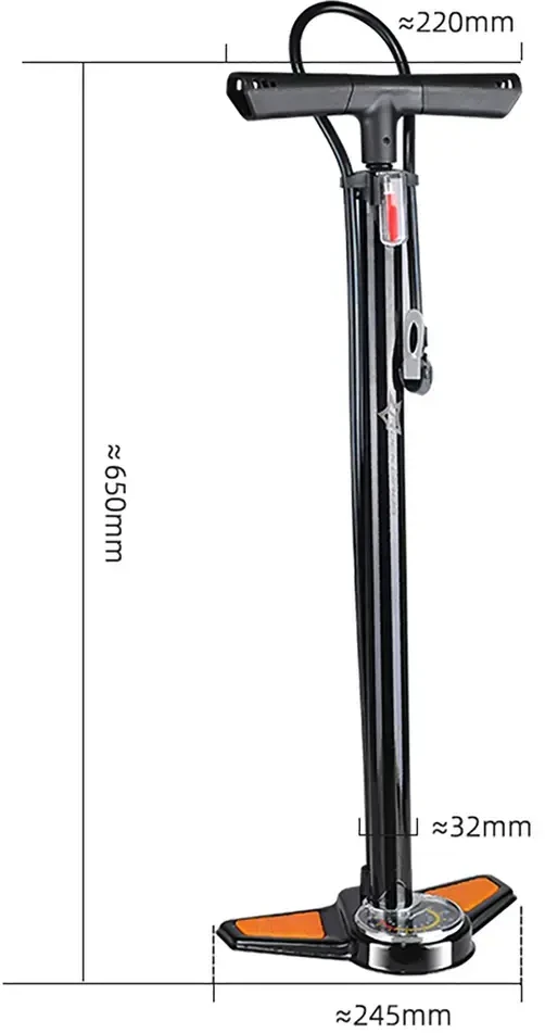 Rockbros Grindų siurblys su slėgio matuokliu GP6532B – juodas ir oranžinis