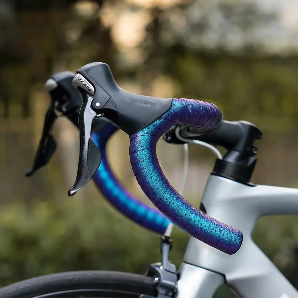 Rockbros Handlebar Tape Perforated Silicone with Chameleon Effect – Violetinė
