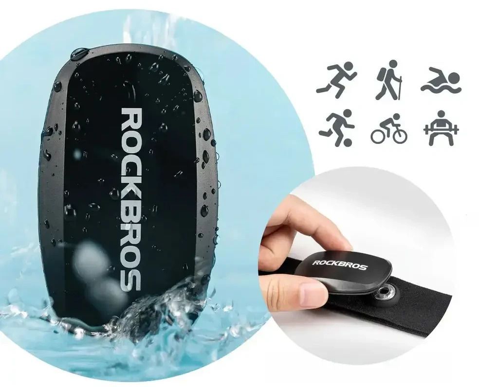 Rockbros HRM812 Bluetooth ANT+ IP67 Heart Rate Monitorius Belt - Juodas