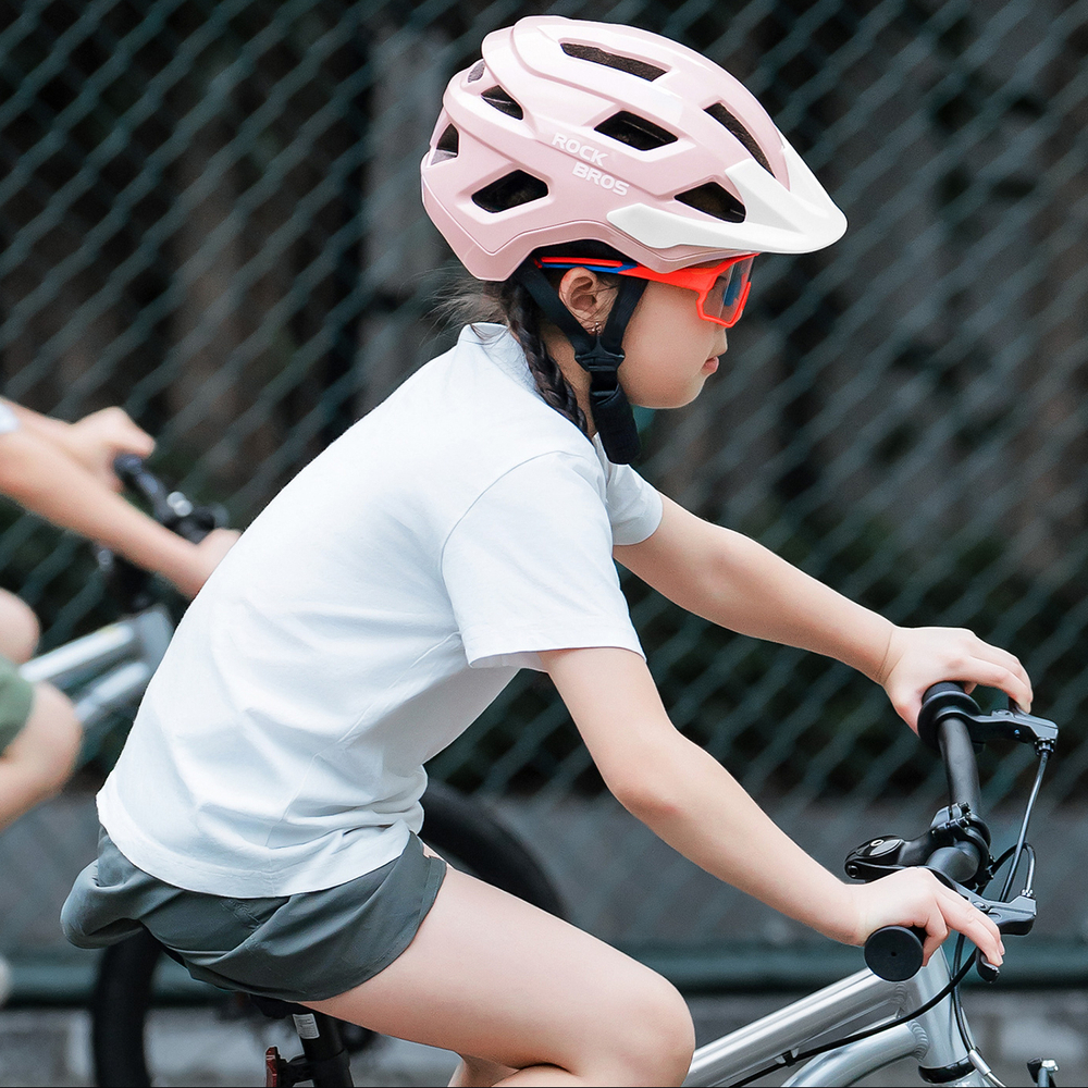 Rockbros LK-67 Youth Bike Helmet with Detachable Visor 54–58 cm - Rožinė