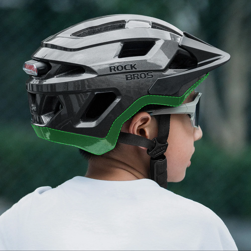Rockbros LK-67 jaunimo dviračio šalmas su nuimamu skydeliu, 54–58 cm – pilkas