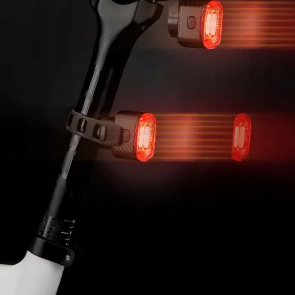 Rockbros Q2S LED galinis dviračio žibintas su išmaniąja stabdymo sistema + USB-C - USB-A laidas - juodos spalvos