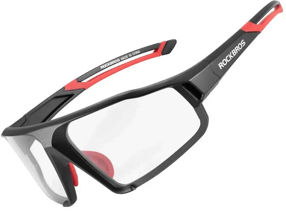 Rockbros SP216BK fotochrominiai UV400 dviratininko akiniai – juodos ir raudonos spalvos