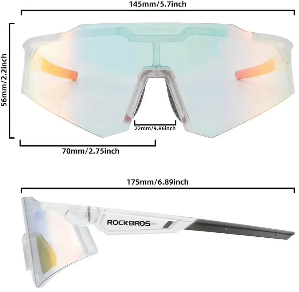Rockbros SP291 photochromic UV400 dviratininko akiniai – baltos spalvos