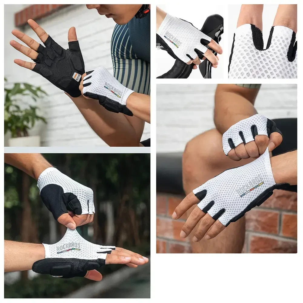 Rockbros TLS004 ROAD TO SKY Short Shock Absorbing Cycling Gloves S - Baltas