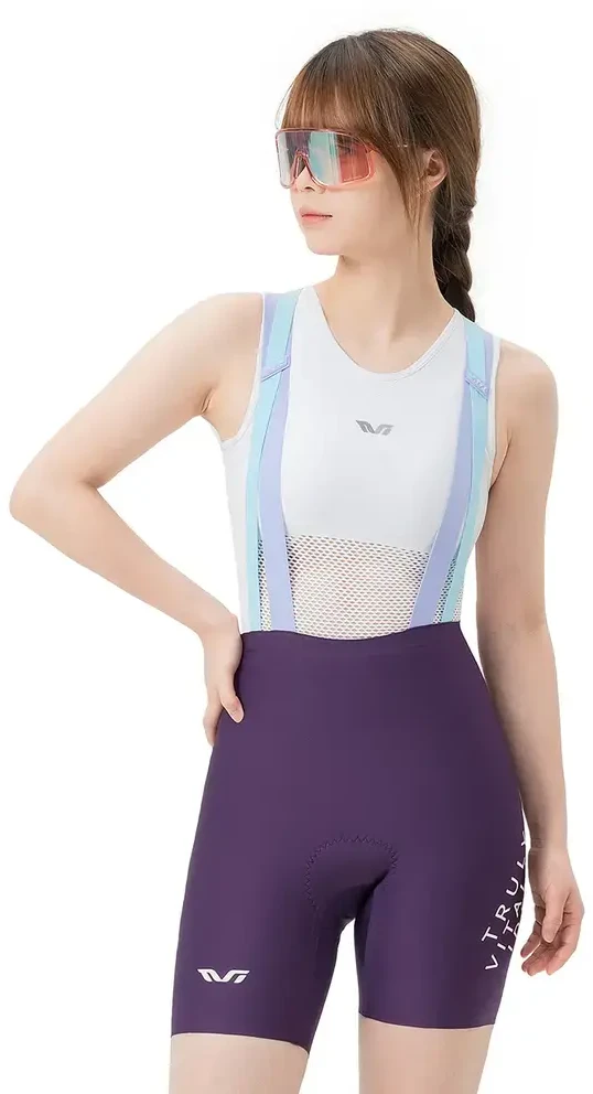Rockbros YDDK017-1 TVI Women's Cycling Shorts with Bib and Pad Size M - Violetinė