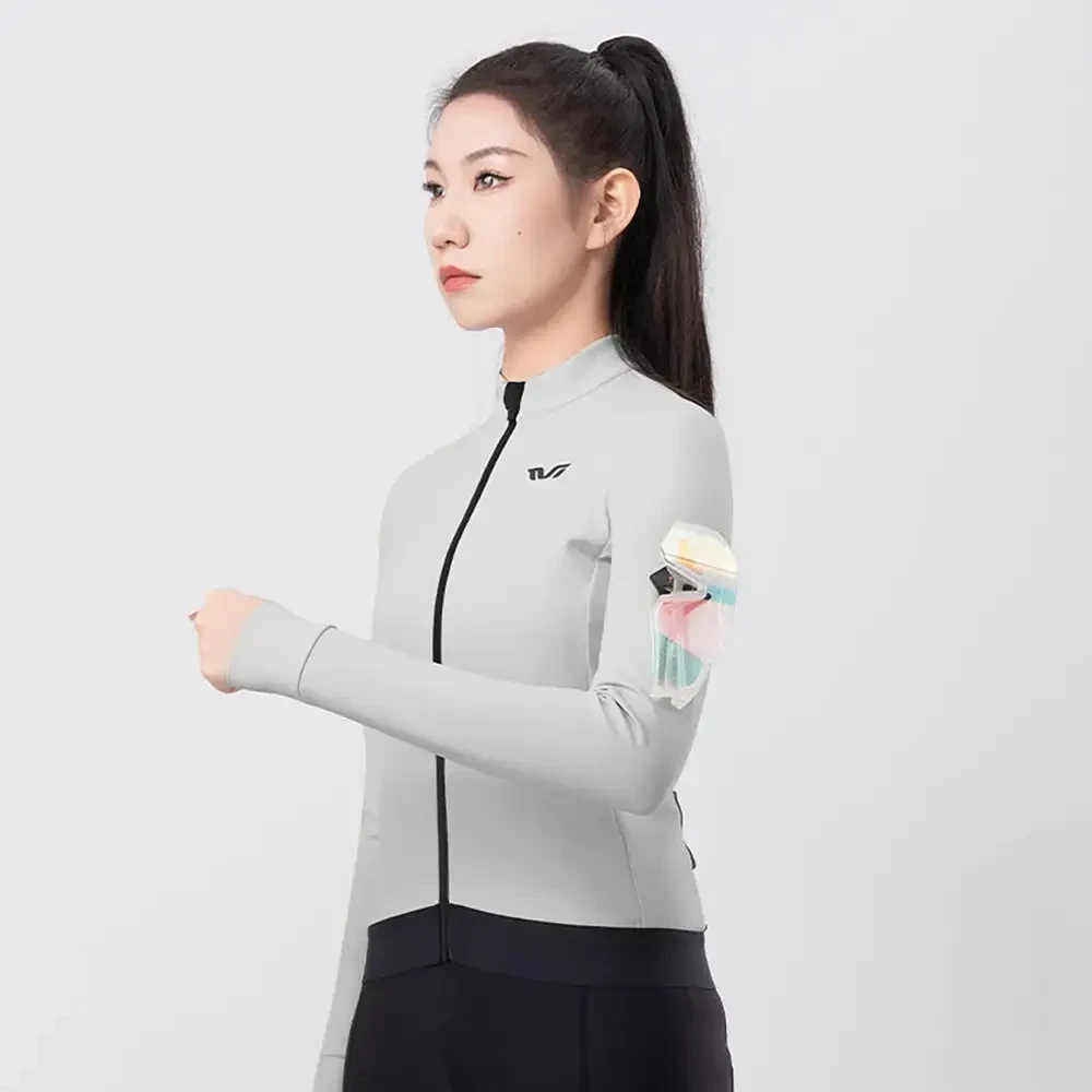 Rockbros YDWT006 TVI women's cycling jersey insulated autumn/winter S - baltas and pilka