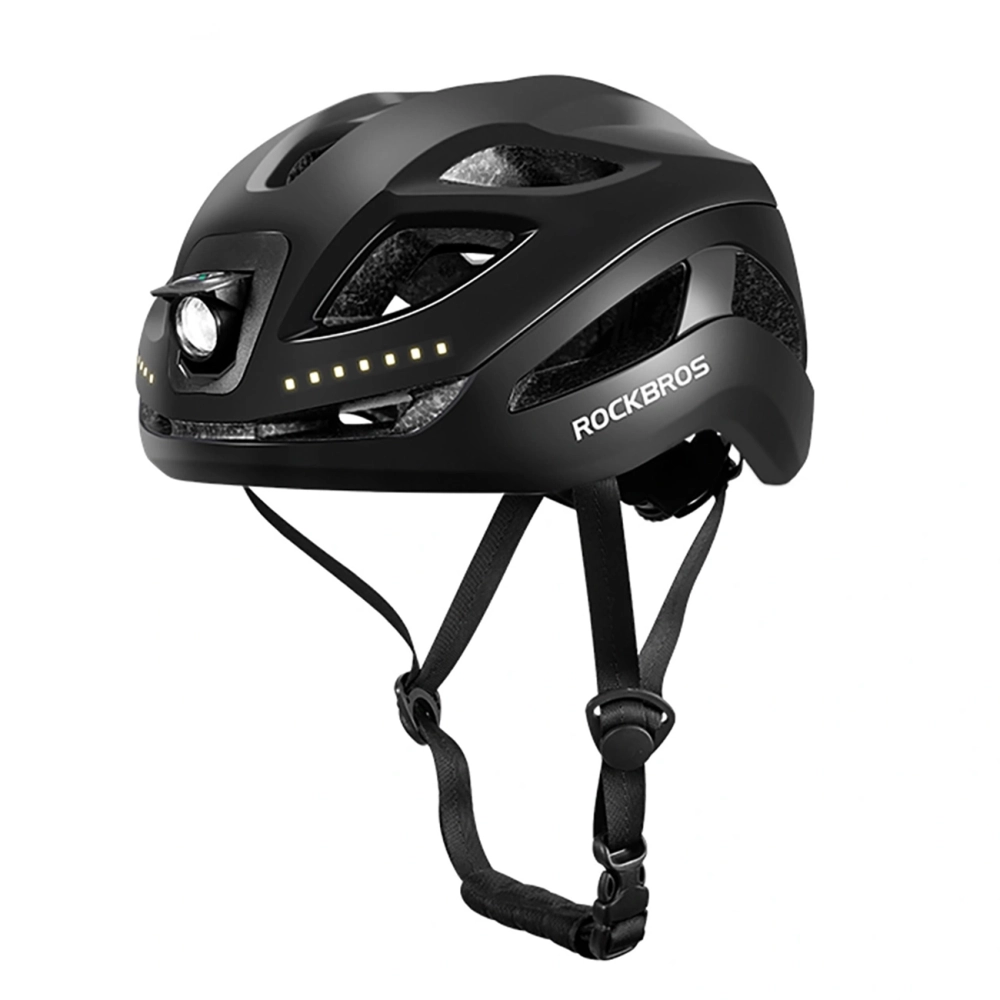 Rockbros ZK-077 dviračio šalmas su integruotu daugiakrypčiu apšvietimu 57-61 cm - Juodas
