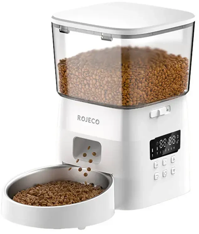Rojeco 2L automatinio naminių gyvūnėlių tiektuvo mygtuko versija (balta)