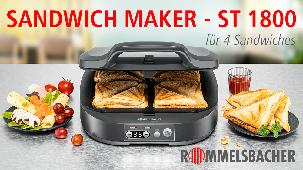 Sumuštinių keptuvas Rommelsbacher Rommelsbacher Sandwich Maker ST 1800, sandwich maker (slate)