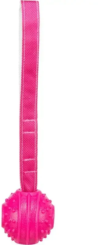 Trixie minkštas ir stiprus žaislinis kamuoliukas su dirželiu šunims, rožinis, TPR, 27 cm