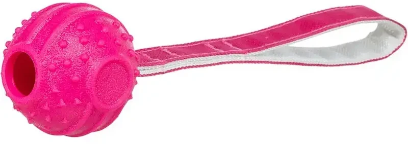 Trixie minkštas ir stiprus žaislinis kamuoliukas su dirželiu šunims, rožinis, TPR, 29 cm