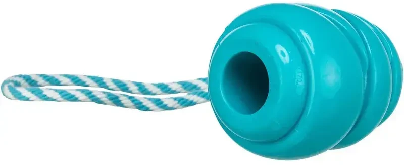 Trixie Super Strong pritūpimo kamuolys su virve, žaislas šunims, šviesiai mėlynas, TPR, 36,5 cm / 7,9 cm
