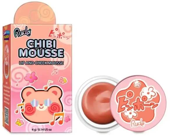 Rude Cosmetics, Chibi Mousse, Lip & Cheek Balm 2-In-1, Fuzzy, 4 g