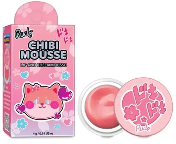 Rude Cosmetics, Chibi Mousse, Lip & Cheek Balm 2-In-1, Flutter, 4 g