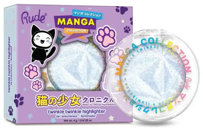 Rude Cosmetics Twinkle Twinkle Illuminating Highlighter Palette Neko-Chan's Paws, 4 g
