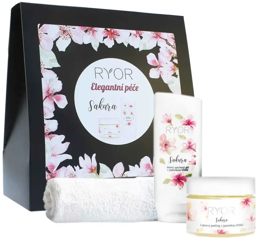 RYOR Sakura dárková sada peeling 325 g + sprchový gel 200 ml
