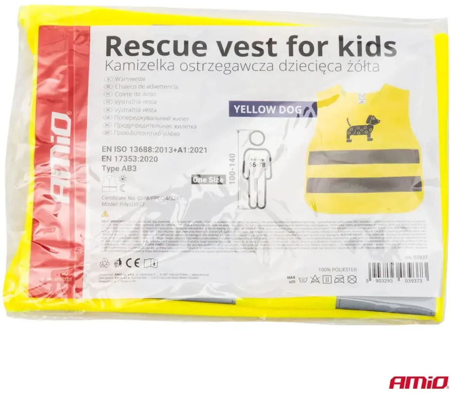 Vaikiška atšvaitinė liemenė DOG, geltona AMIO-03937