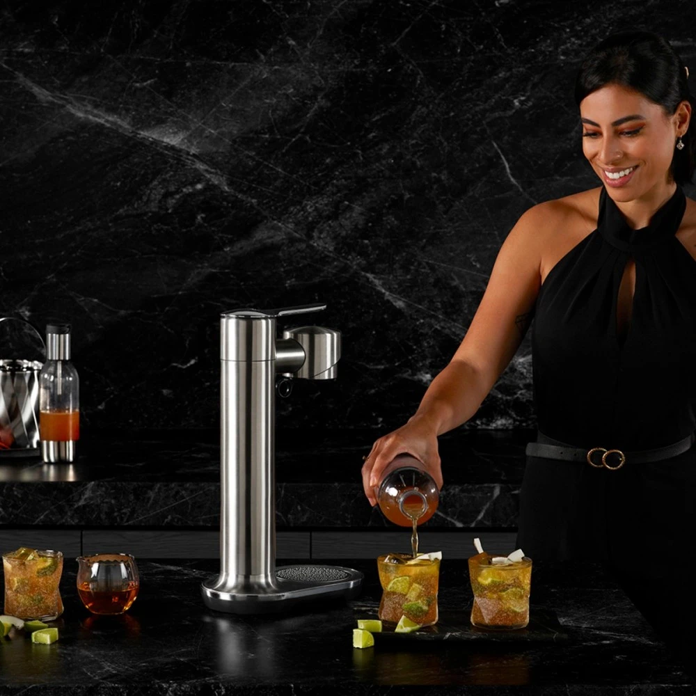 Kavamalė Rankinis kavos aparatas Sage InFizz Fusion, Be pieno plakimo, Sage InFizz Fusion šlifuoto nerūdijančio plieno gazuotų gėrimų gaminimo aparatas